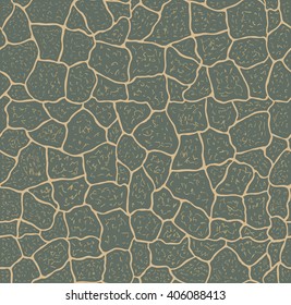 Seamless  vector green stone wall  pattern. Mosaic tiled texture ornamental background.