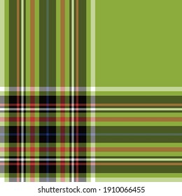 Seamless vector green tartan pattern for fabric, textile, wrapping etc. Plaid background