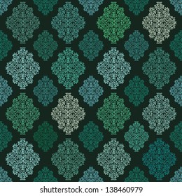 Seamless vector green- turquoise - mint  pattern, oriental style