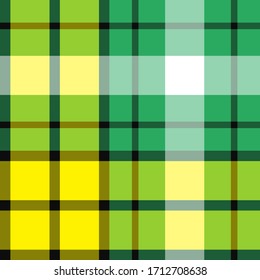 Seamless vector green and yellow tartan pattern. Plaid background. Classic fashion ornate pattern. For fabric, textile, wrapping, cover etc.