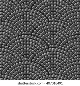 Seamless vector grey fan pattern of paving stones. Isolated from background.