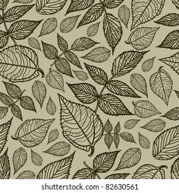 Seamless vector grunge autumn leaves background. Thanksgiving (from my big "Seamless collection")