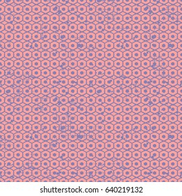 Seamless vector grunge pattern. Creative geometric background with screw nut. Grunge texture with attrition, cracks and ambrosia. Old style vintage design. Graphic vector illustration.