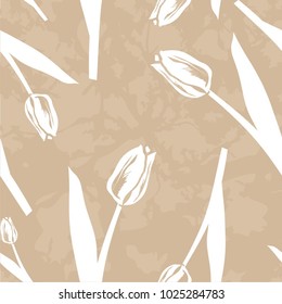 Seamless vector grunge pattern whith tulip