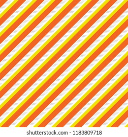 Seamless Vector Halloween Candy Corn Orange, Yellow, White, And Gray Diagonal Stripe Repeat Pattern. Great For Fabric, Scrapbooking, Invitations, Stationery, Backgrounds, Wallpaper, And Home Decor.