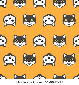 Seamless vector Halloween pattern with black dog and black dog bone