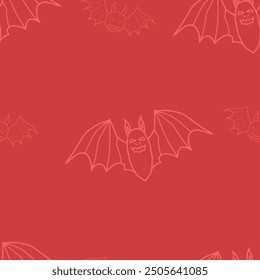 Seamless vector Halloween pattern with colorful bats. Simple doodle style