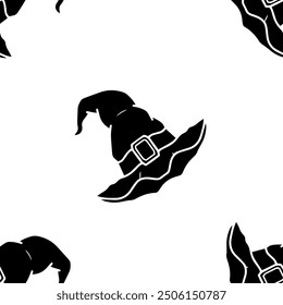 Seamless vector Halloween pattern with colorful with hats. Simple doodle style