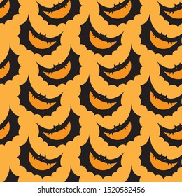 seamless Vector halloween pattern with funny smiling bats