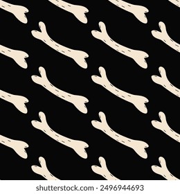 Seamless vector Halloween pattern with skeleton bones isolated on black background