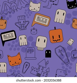 Seamless vector halloween pattern with vampires, ghosts,
pumpkins can be used as background, decor, textile, etc.
