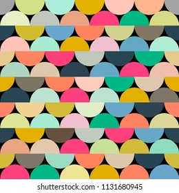 Seamless vector halves rounds colourful pattern for textile, fabric, wrapping, craft, ceramic