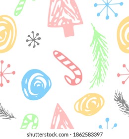 Seamless vector hand draw pattern, Merry Christmas and happy New Year pattern