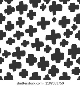 Seamless Vector hand drawn calligraphic brush stroke monochrome pattern. Black and white design. Good for poster, fabric print, web page background, birthday card invitation, interior surface texture