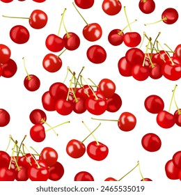Seamless vector hand drawn Cherry berries pattern, perfect for kitchen.