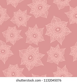 Seamless vector hand drawn doodle flower pattern. Seamless pattern can be used for wallpaper, surface textures, pattern fills, web page background.
