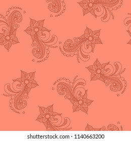 Seamless vector hand drawn doodle flower pattern. Seamless pattern can be used for wallpaper, surface textures, pattern fills, web page background.