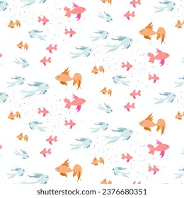 Seamless vector hand drawn fish pattern	