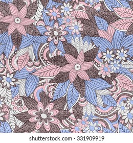 Seamless vector  hand drawn floral  pattern, pattern can be used for wallpaper, pattern fills, surface textures 
