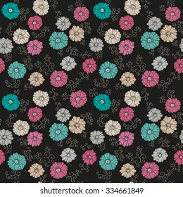 Seamless vector  hand drawn floral  pattern, pattern can be used for wallpaper, pattern fills, surface textures 