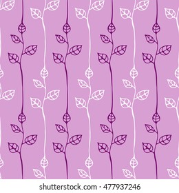 Seamless vector hand drawn floral pattern. Endless background with leaves. Graphic illustration. Series of hand drawn seamless vector  patterns