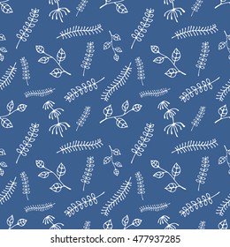 Seamless vector hand drawn floral pattern. Endless background with leaves. Graphic illustration. Series of hand drawn seamless vector  patterns