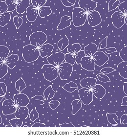Seamless vector hand drawn seamless floral  pattern. Background with flowers, leaves. Decorative graphic vector drawn illustration.