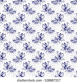 Seamless vector hand drawn seamless floral  pattern. Colorful Background with flowers. Decorative cute graphic drawn illustration. Template for background, wrapping, cover