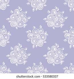 Seamless vector hand drawn seamless floral  pattern. Blue background with flowers, leaves. Decorative cute graphic drawn illustration. Template for background, wrapping, wallpaper..