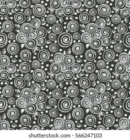 Seamless vector hand drawn floral pattern. background with flowers, leaves. Decorative cute graphic line drawing illustration Print for wrapping, background, fabric, decor, textile surface.
