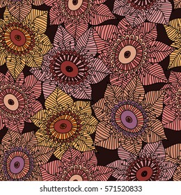 Seamless vector hand drawn floral pattern.  Seamless pattern can be used for wallpaper, surface textures, pattern fills, web page background.