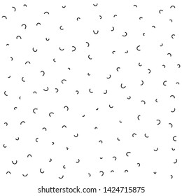 Seamless vector hand drawn geometrical circled pattern. Black and white chaotic semicircle elements background. For fabric, textile, design, cover and banner.
