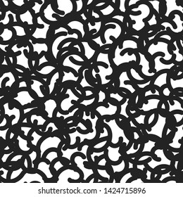 Seamless vector hand drawn grunge pattern. Black and white chaotic semicircle elements background. For fabric, textile, design, cover and banner.