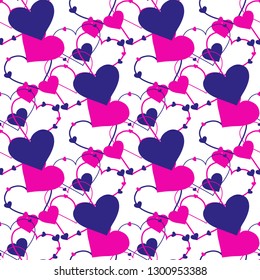Seamless vector hand drawn heart pattern. Repetitive background.