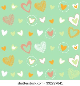 Seamless vector hand drawn heart background. Great for Baby, Valentine's Day, Mother's Day, wedding, scrapbook, surface textures.