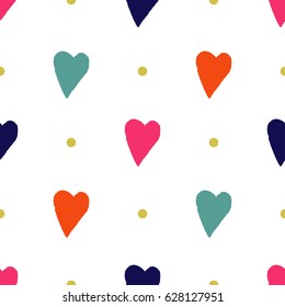 Seamless vector hand drawn heart pattern. Repetitive background.
