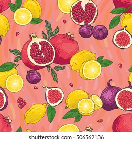 Seamless vector hand drawn juicy pattern