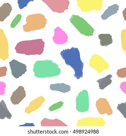 Seamless vector hand drawn kids pattern with colorful pastel shades isolated blots in doodle style