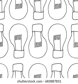 Seamless vector hand drawn light bulb pattern.