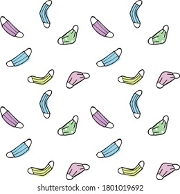seamless vector hand drawn medical masks pattern