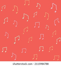 Seamless Vector Hand Drawn Music Note Background Seamless Red Pattern