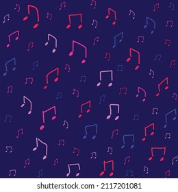 Vector sin inconvenientes Nota de música dibujada a mano Fondo Patrón azul sin inconvenientes