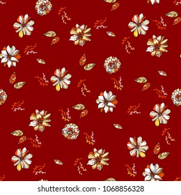 Seamless vector hand drawn pattern of blossoms and fresh branches. Floral background for textile or book covers, design, graphic art, printing and hobby, invitation
