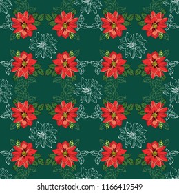 Seamless vector hand drawn pattern of blossoms and fresh branches. Wedding style. Floral background for textile or book covers, design, graphic art, printing and hobby, invitation