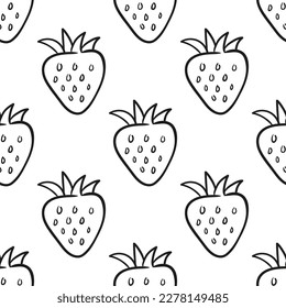 Seamless vector hand drawn pattern with strawberries