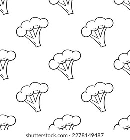 Seamless vector hand drawn pattern with broccoli