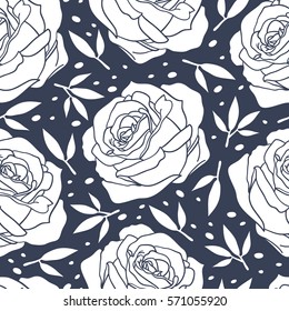  Seamless vector hand drawn pattern with branches, flowers for wallpapers, web page backgrounds,textile