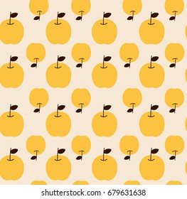 Seamless vector hand drawn pattern with yellow apples.