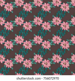 Seamless vector hand drawn pattern of blossoms and fresh branches. Wedding style. Floral background for textile or book covers, design, graphic art, printing and hobby, invitation