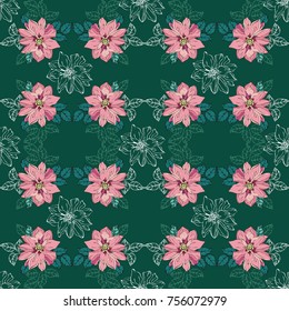Seamless vector hand drawn pattern of blossoms and fresh branches. Wedding style. Floral background for textile or book covers, design, graphic art, printing and hobby, invitation